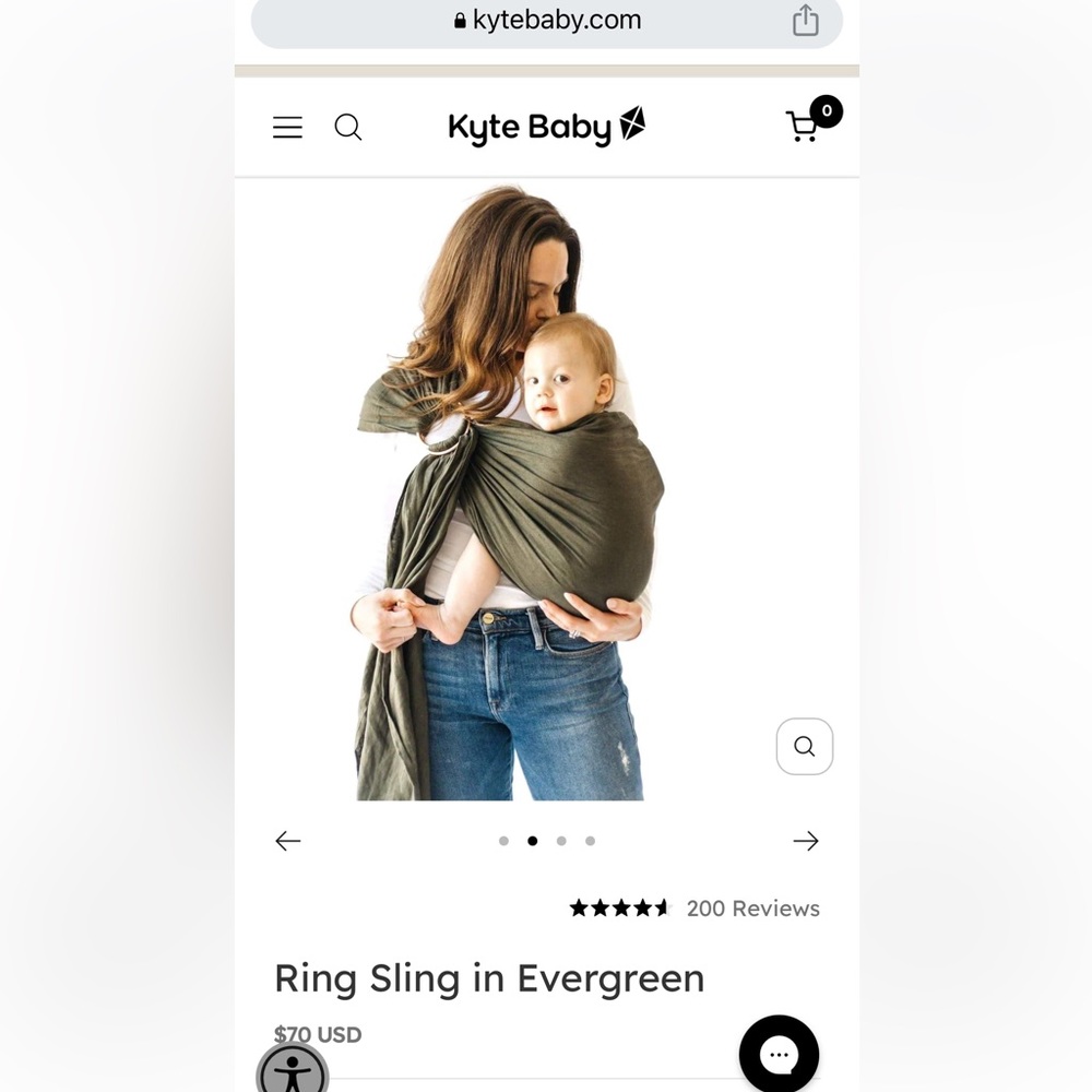 Kyte Baby Ring Sling in Evergreen - EUC